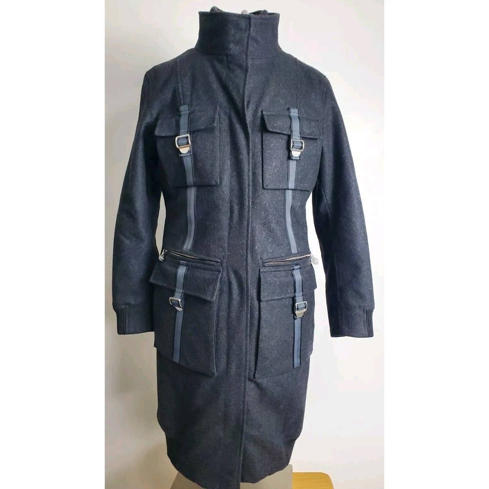 AUTHIER Womens Overcoat Large 44 Gray Wool Coat Italy